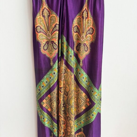 Vintage Algo 70s Wild Paisley Print Wide Leg Jumpsuit S - Picture 9 of 9